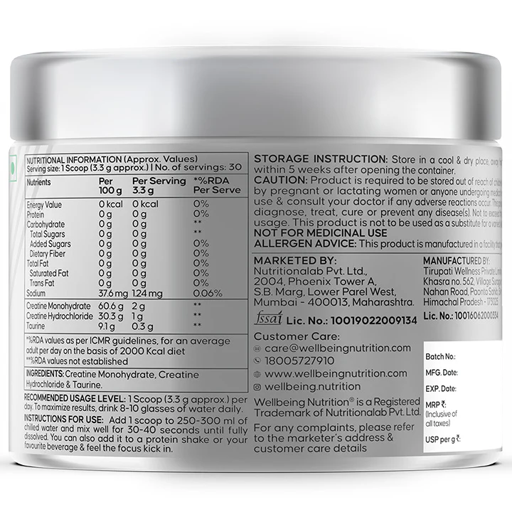 Creatine Monohydrate + HCL | 100g | 300mg Taurine | Unflavoured - Image 7