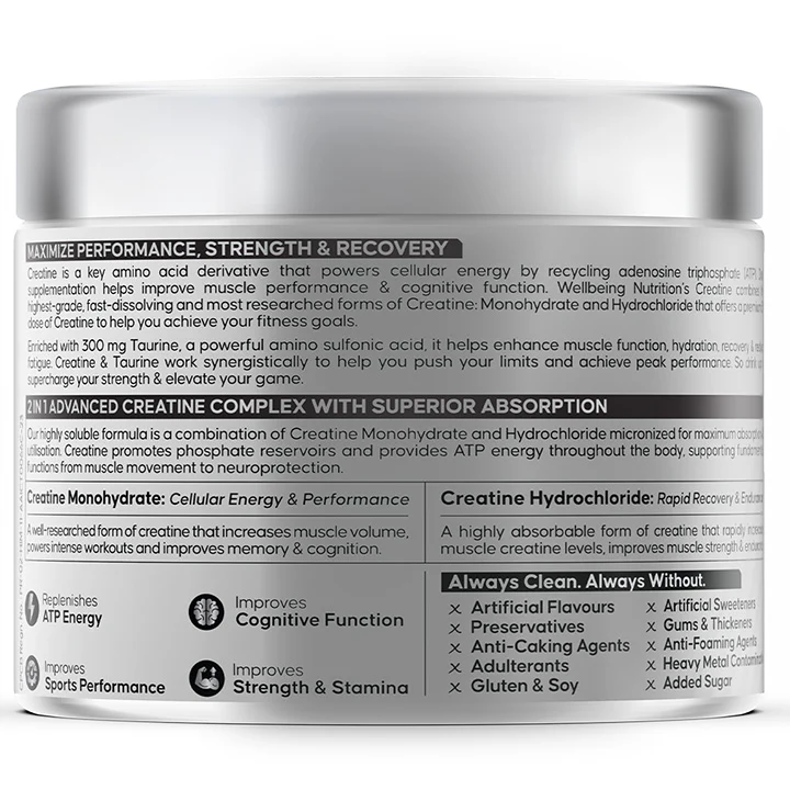 Creatine Monohydrate + HCL | 100g | 300mg Taurine | Unflavoured - Image 8