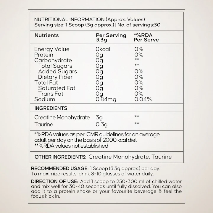 Creatine Monohydrate | 100g | 300mg Taurine | Unflavoured - Image 13