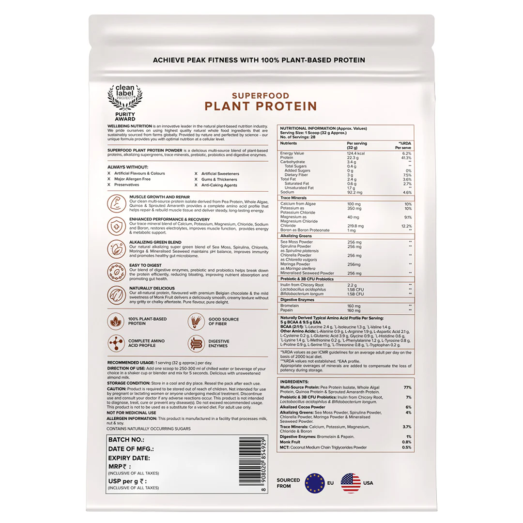 Vegan Protein 22g | 907g | 3B CFU Probiotics | Belgian Dark Chocolate - Image 11
