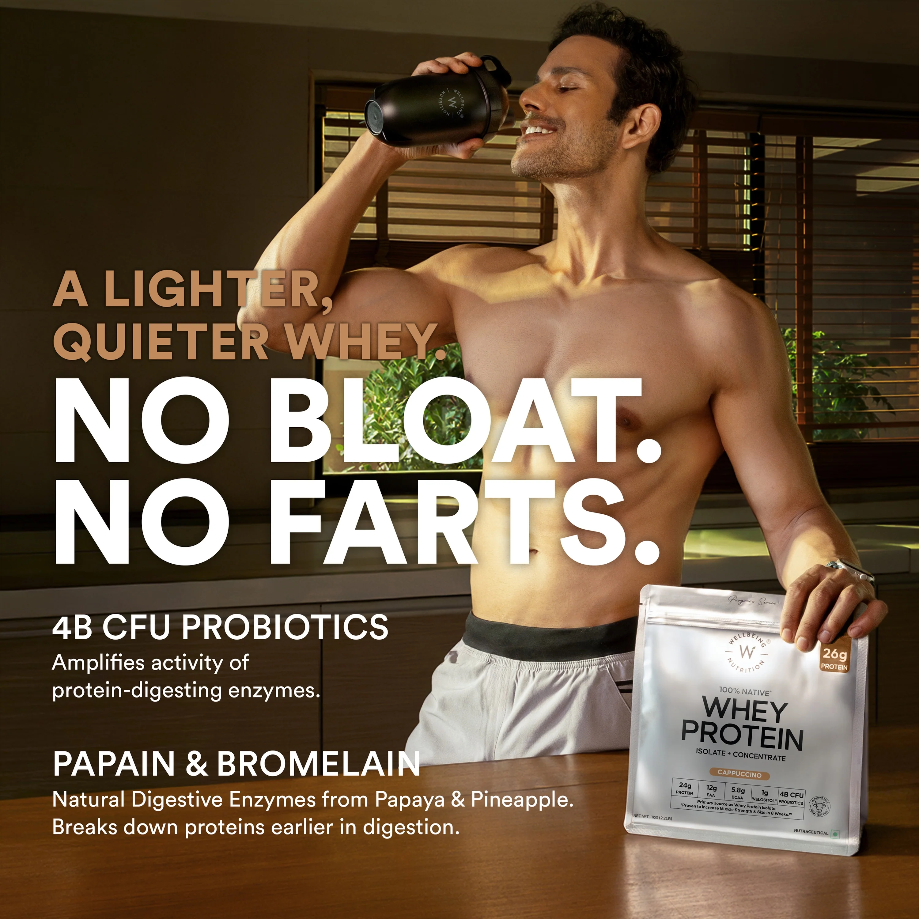 Whey Protein Isolate + Concentrate 24g | 1kg| 4B CFU Probiotics | Cappuccino - Image 4