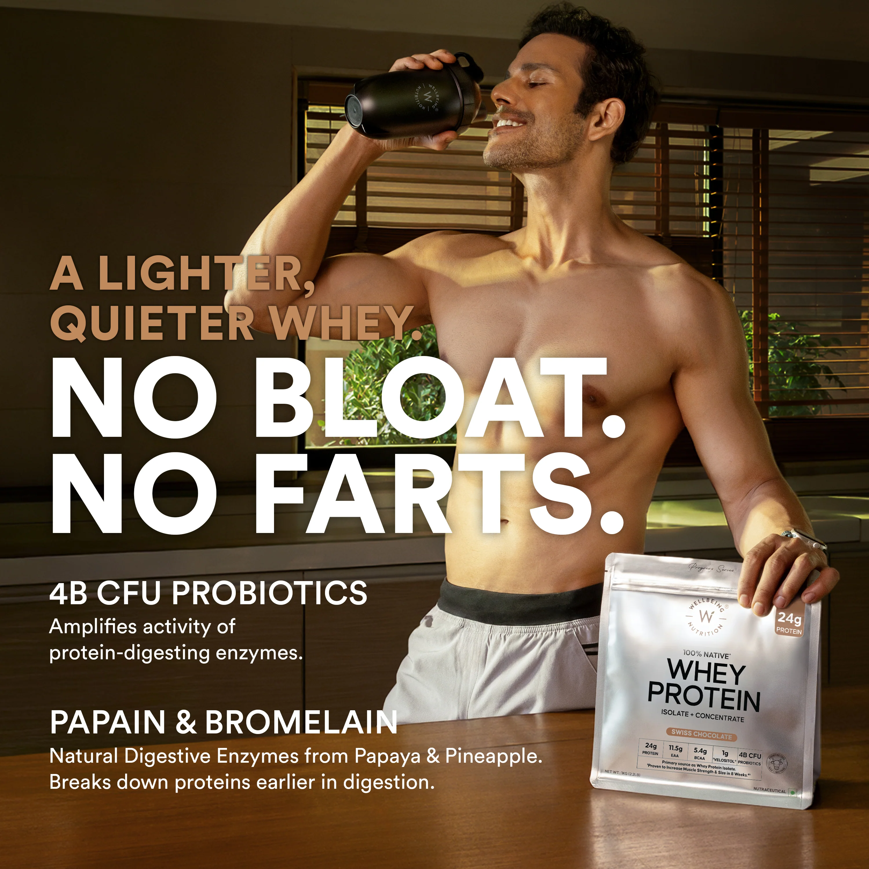 Whey Protein Isolate + Concentrate 24g | 1kg | 4B CFU Probiotics | Swiss Chocolate - Image 3